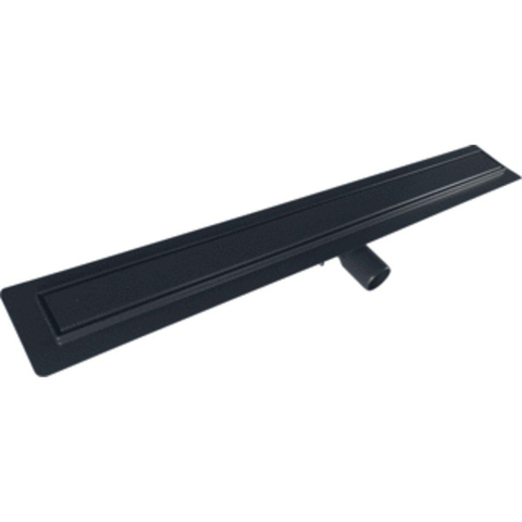 Aco ShowerDrain C caniveau de douche acier inoxydable avec bride de plancher avec grille massive, 70mm de large, garde d'odeur 30mm 685mm profondeur d'encastrement 65mm avec sortie latérale noir signal SW157271