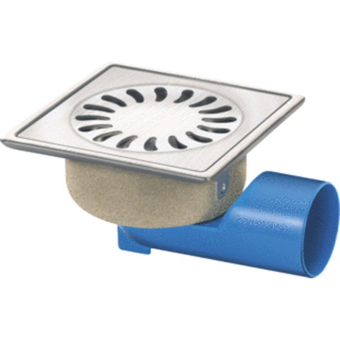 Van den Berg Siphon de sol en inox avec sortie latérale/inférieure 50mm 126x126mm faible hauteur de montage garde d'eau 30mm SW55360