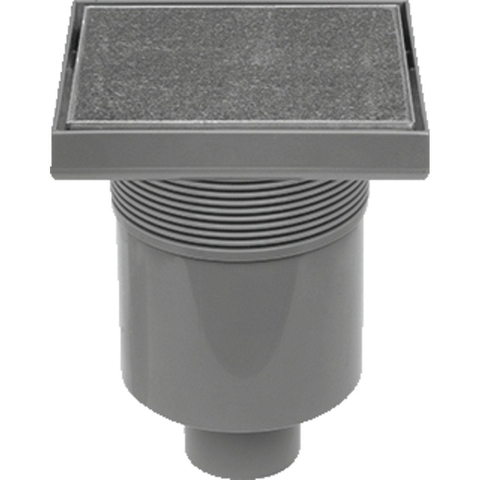 Easy Drain Aqua Quattro Tegel vloerput met ABS afwerkdeel/RVS betegelbaar rooster en onderuitloop 15x15cm inbouwdiepte 117 155mm waterslot 50mm TWEEDEKANS OUT8840