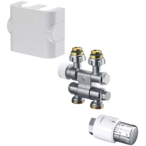 Oventrop Multiblock Aansluitset TF / UNI SH 1/2 draaibaar Kvs = 075 m3/h wit 7504164