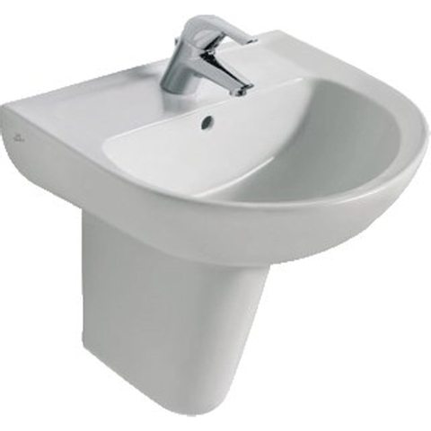 Ideal Standard Eurovit wastafel - 55x44.5x21.5cm - halfrond - 1 kraangat - wit 0180862
