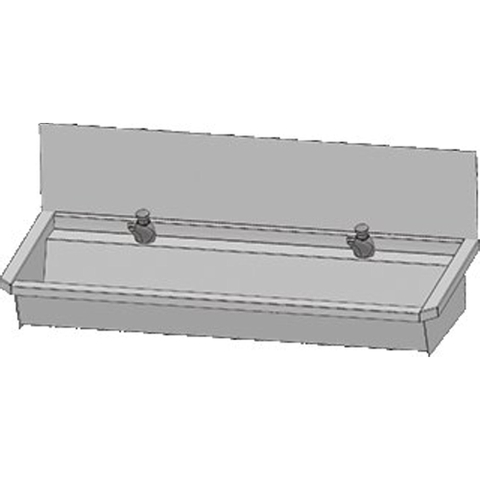 Intersan Sanilav auge de lavage avec dosseret 120cm avec 2 robinets temporisés inox 304 GA32401
