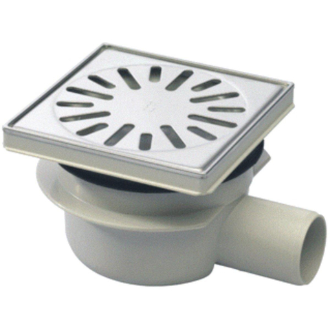 Aquaberg kunststof put met zijaansl50mm RVS rand/rooster verstelbaar 146x146mm vert 30/hor 15mm 2300023