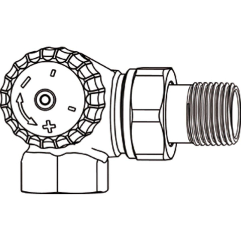 Heimeier V exact radiatorafsluiter dubbel haaks links 3/8 vernikkeld GA66994