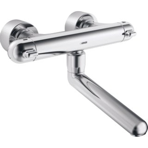 Hansa Hansacare robinet mural thermostatique avec bec pivotant 25,9 cm avec raccords encastrés obturables chrome 0396249