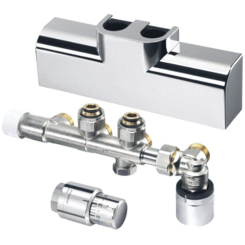 Oventrop Multiblock designconnection set t rtl sh 1/2x3/4euro chrome SW160604