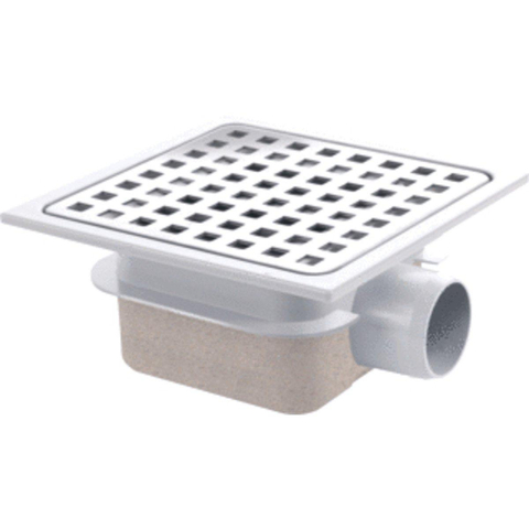 Van Den Berg siphon de sol ABS avec grille en inox 15x15 avec sortie latérale 40mm GA91308