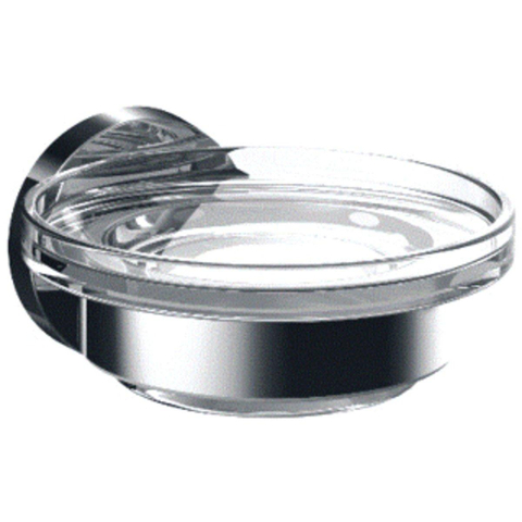 Emco Round Porte-savon - 10x9x5cm - avec porte-savon - chrome/verre cristal clair SW452872