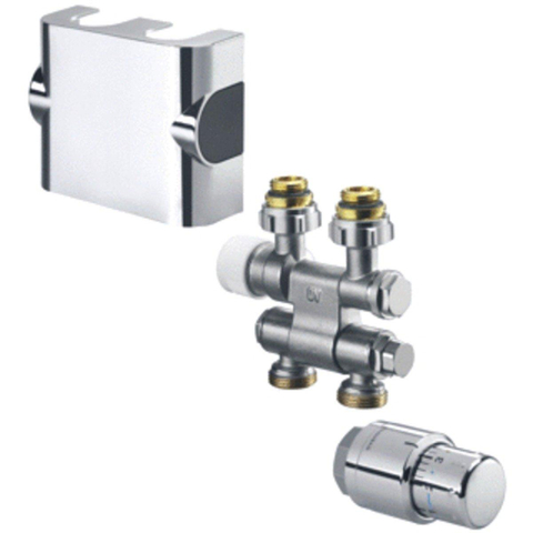 Oventrop Multiblock Aansluitset TF / UNI SH 1/2 draaibaar Kvs = 075 m3/h chroom 7504166