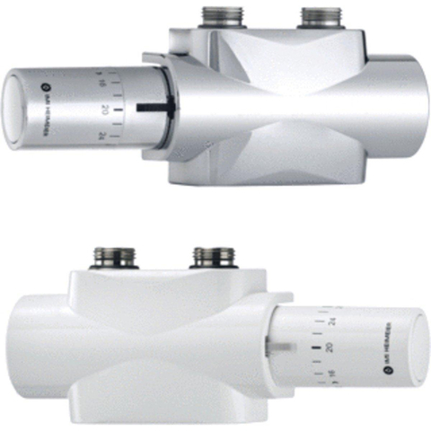 IMI Heimeier Multilux 4 2-pijps onderblokset m. Halo, recht en haaks R1/2 - G3/4 HOH 50mm design-uitvoering chroom SW209107