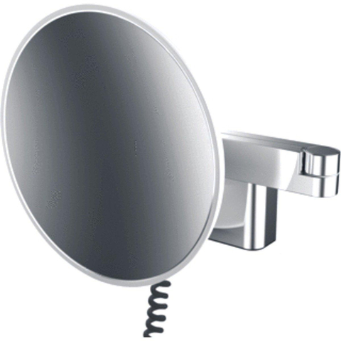 Emco Evo miroir grossissant – rond Ø 20,9 cm – Éclairage LED – grossissement 5x, cordon spiralé – Chrome SW205980