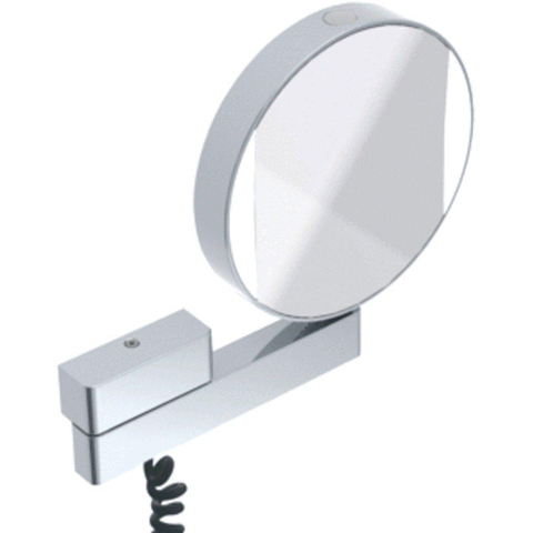 Emco Prime make-upspiegel – rond Ø20,2 cm – LED-verlichting – 3x en 7x vergrotend, spiraalsnoer – Chroom SW61885