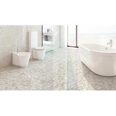 Ceralto Saxum Carrelage de sol et de mur 60x60cm 10mm rectifié R9 grès cérame Bianco