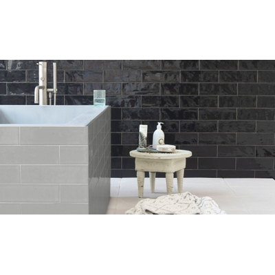 Vtwonen Mediterranea Carrelage mural 13x40cm 9mm pâte blanche Anthracite brillant