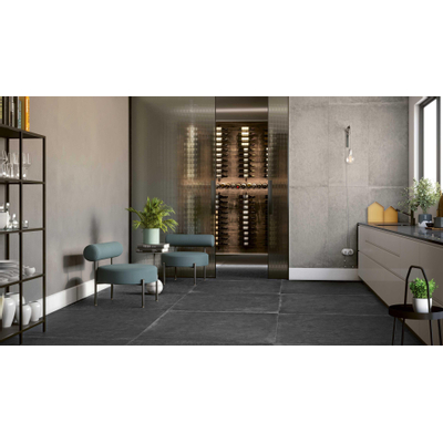 Serenissima Materica Carrelage de sol et de mur 30x60cm 10mm rectifié R10 grès cérame Nero