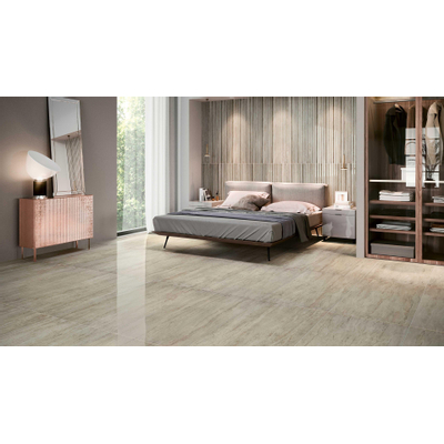 Serenissima Travertini Due Carrelage de sol et mural 60x60cm 9.5mm rectifié R10 porcellanato mat Bianco (blanc)