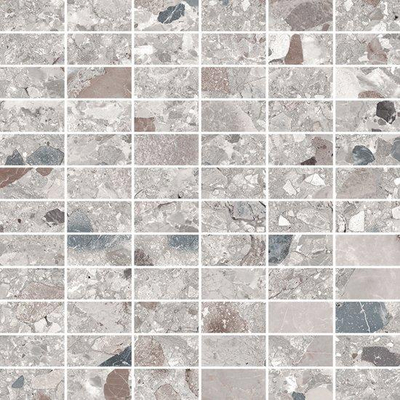 Vtwonen Composite mozaïektegel - 30x30cm - 9mm - gerectificeerd - R10 - terrazzo - mat grey brown (grijs)