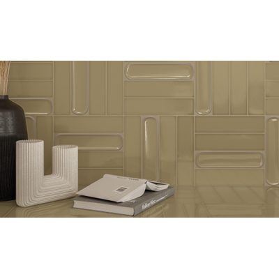 Vtwonen Shapes Carreau mural - 7,5x30cm - rond - brillant olive