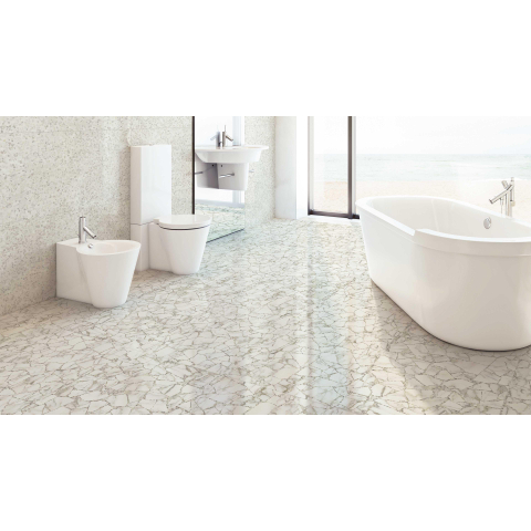 Ceralto Saxum Carrelage de sol et de mur 60x60cm 10mm rectifié R9 grès cérame Bianco SW497877