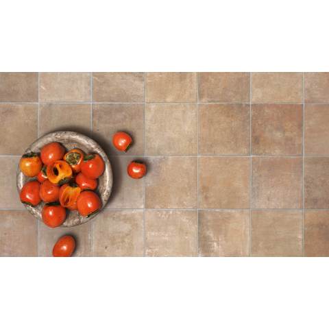 Ceralto Neroli Stone carrelage sol et mur - 14x14cm - 9mm - carré - R9 - effet pierre - cotto mat (rouge) SW795689