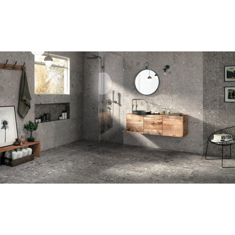 Vtwonen Carrelage de sol et mural Composite 60x60cm 9mm rectifié R10 porcellanato Gris Foncé SW367678