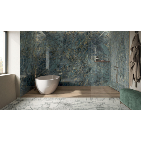 Ceralto Aurelio vloer- en wandtegel - 60x120cm - 8.5mm - marmerlook - glans labradorite (blauw) SW856404