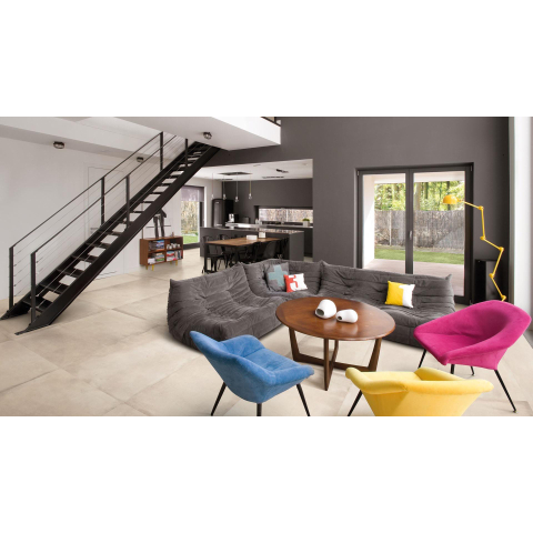 Ceralto Mavira Rock Carrelage de sol et mural 60x60cm 10mm rectifié R10 grès cérame White SW367630