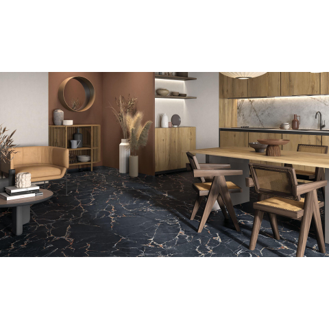 Ceralto Carraro Vein Carrelage sol et mur 60x119cm 8.5mm rectifié R10 grès cérame Port Gold SW787194