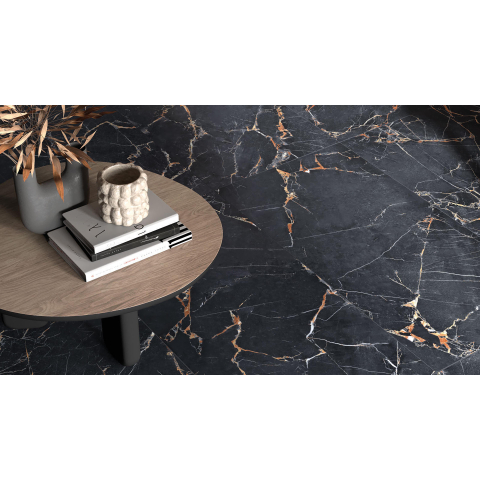 Ceralto Carraro Vein Carrelage sol et mur 60x119cm 8.5mm rectifié R10 grès cérame Port Gold SW787194