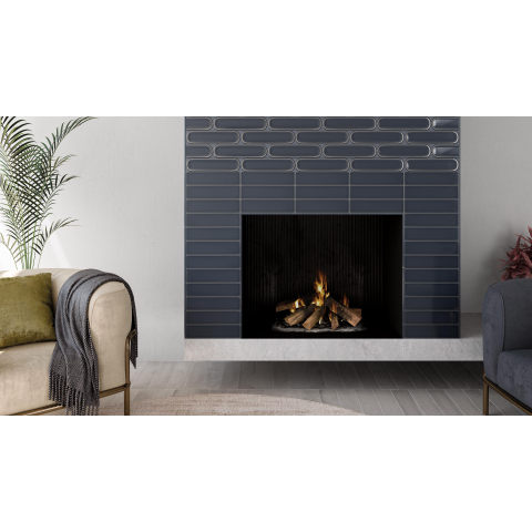 Vtwonen Shapes wandtegel - 7.5x30cm - 8.5mm - rond - glans titanium blue (blauw) SW856290