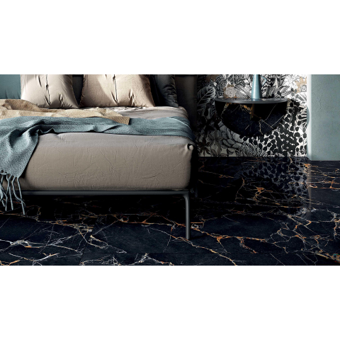 Ceralto Carraro Vein Carrelage sol et mur 60x119cm 8.5mm rectifié R10 grès cérame Port Gold SW787194
