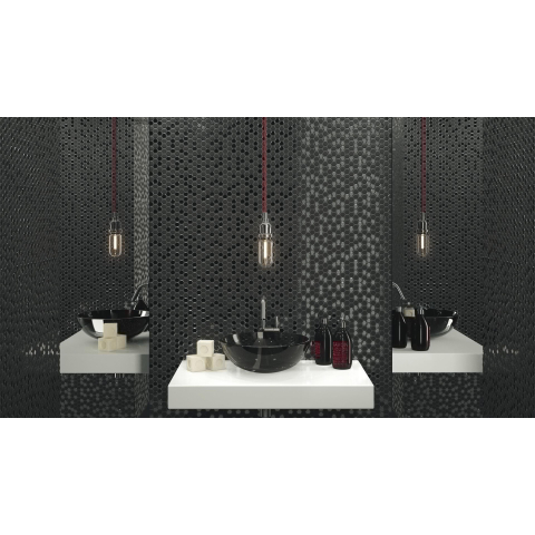 Ceralto Divaro Facet Mozaïektegel - 29.7x30.1cm - hexagon - 6mm - Zwart mat/glans SW798680
