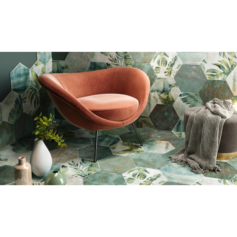 Ceralto Neroli Stone carrelage sol et mur - 30x35cm - 9mm - hexagonal - effet pierre - emerald mat (vert) SW795702