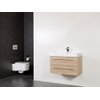 Saniclass Legno Set de meubles salle de bains 80.2x50x45.5cm lavabo FNW 1 trou de robinetterie 1 vasque 2 tiroirs sans miroir avec softclose MFC calore SW86662