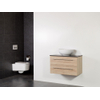 Saniclass Legno badmeubelset 80.2x50x45.5cm Kos waskom 0 kraangaten 1 wasbak 2 lades zonder spiegel met softclose MFC calore SW86785 Saniclass Legno badmeubelset 80.2x50x45.5cm Kos waskom 0 kraangaten 1 wasbak 2 lades zonder spiegel met softclose MFC calore SW86785
