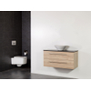 Saniclass Legno badmeubelset 99x50x45.5cm Conus waskom 0 kraangaten 1 wasbak 2 lades zonder spiegel met softclose MFC calore SW86807 Saniclass Legno badmeubelset 99x50x45.5cm Conus waskom 0 kraangaten 1 wasbak 2 lades zonder spiegel met softclose MFC calore SW86807