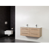 Saniclass Legno badmeubelset 119x50x45.5cm empoli wastafel 2 kraangaten 2 wasbakken 4 lades zonder spiegel met softclose MFC calore SW86611 Saniclass Legno badmeubelset 119x50x45.5cm empoli wastafel 2 kraangaten 2 wasbakken 4 lades zonder spiegel met softclose MFC calore SW86611