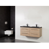 Saniclass Legno badmeubelset 119x50x45.5cm Corestone13 wastafel 2 kraangaten 2 wasbakken 4 lades zonder spiegel met softclose MFC calore SW86715 Saniclass Legno badmeubelset 119x50x45.5cm Corestone13 wastafel 2 kraangaten 2 wasbakken 4 lades zonder spiegel met softclose MFC calore SW86715