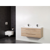 Saniclass Legno Set meuble salle de bain 119x50x45.5cm 2 trous 1 vasque Foggia 2 tiroirs avec amortisseur sans miroir MFC calore SW86699