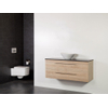 Saniclass Legno badmeubelset 119x50x45.5cm Conus waskom 0 kraangaten 1 wasbak 2 lades zonder spiegel met softclose MFC calore SW86809 Saniclass Legno badmeubelset 119x50x45.5cm Conus waskom 0 kraangaten 1 wasbak 2 lades zonder spiegel met softclose MFC calore SW86809