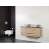 Saniclass Legno badmeubelset 119x50x45.5cm Conus waskom 0 kraangaten 2 wasbakken 2 lades zonder spiegel met softclose MFC calore SW86810 Saniclass Legno badmeubelset 119x50x45.5cm Conus waskom 0 kraangaten 2 wasbakken 2 lades zonder spiegel met softclose MFC calore SW86810