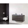 Saniclass Legno badmeubelset 119x50x45.5cm Grey stone wastafel 2 kraangaten 2 wasbakken 4 lades zonder spiegel met softclose MFC antracite SW86734 Saniclass Legno badmeubelset 119x50x45.5cm Grey stone wastafel 2 kraangaten 2 wasbakken 4 lades zonder spiegel met softclose MFC antracite SW86734