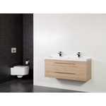BRAUER Legno Set meuble salle de bain 119x50x45.5cm 2 trous 1 vasque Foggia 2 tiroirs avec amortisseur sans miroir MFC calore SW86699