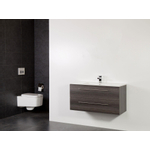 Saniclass Legno Set de meubles salle de bains 99x50x45.5cm lavabo Empoli 1 trou de robinetterie 1 vasque 2 tiroirs sans miroir avec softclose MFC antracite SW86616