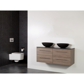 Saniclass Legno Set meuble salle de bain 119x50x45.5cm sans trous 2 vasques Corestone 13 4 tiroirs avec amortisseur sans miroir MFC viola