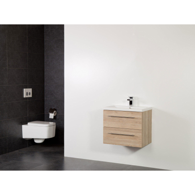 BRAUER Legno Set de meubles salle de bains 59x50x45.5cm lavabo Bari 1 trou de robinetterie 1 vasque 2 tiroirs sans miroir avec softclose MFC calore