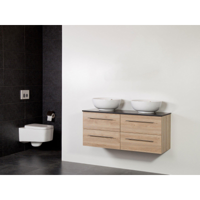 Saniclass Legno Set meuble salle de bain 119x50x45.5cm sans trous 2 vasques Kos 4 tiroirs avec amortisseur sans miroir MFC calore