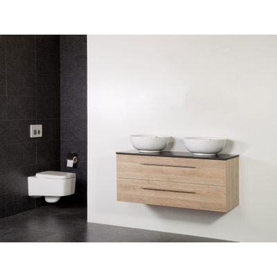Saniclass Legno Set meuble salle de bain 119x50x45.5cm sans trous 2 vasques Kos 2 tiroirs avec amortisseur sans miroir MFC calore
