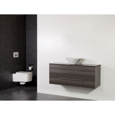 Saniclass Legno Set meuble salle de bain 119x50x45.5cm sans trou 1 vasque Conus 2 tiroirs avec amortisseur sans miroir MFC anthracite