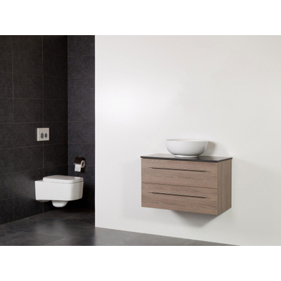 Saniclass Legno Set meuble salle de bain 80.2x50x45.5cm sans trous 1 vasque Kos 2 tiroirs avec amortisseur sans miroir MFC viola